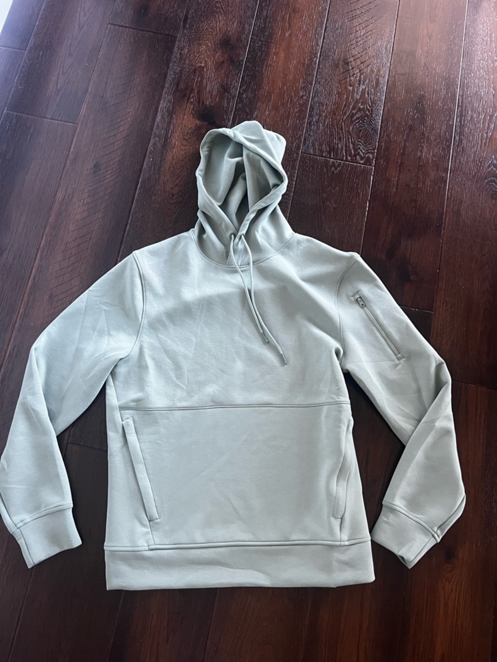Active sweat Light Sage Pullover Hoodie with Zip Sleeve Pocket